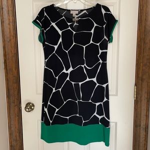 Dress Barn Black White Green Stretch Dress Sz. Medium